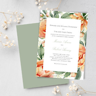 Invitación Suite de Boda Elegante con Acuarela Floral de Melo