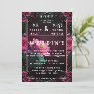 Invitación Suite de Boda Floral Loto   Romance de Noche Estre