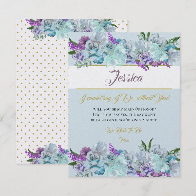 Invitación Suite verde azulada Blue Bouquet Boda Sé Mi Noviar (Anverso / Reverso)