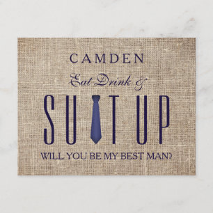 Invitación Suitup usted será mi purpurina de Bestman