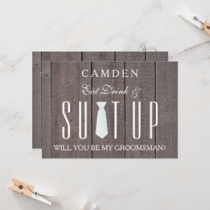 Invitación Suitup Wood Background ¿Serás mi novio?
