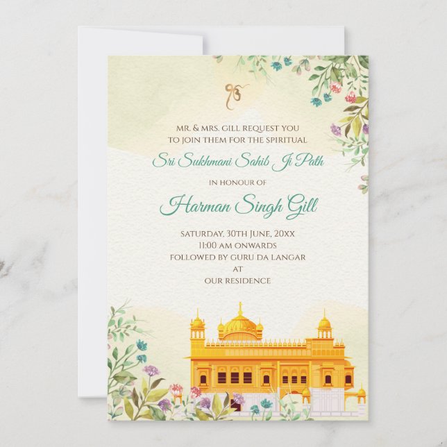 Invitación Sukhmani sahib ji path digital invitation (Anverso)