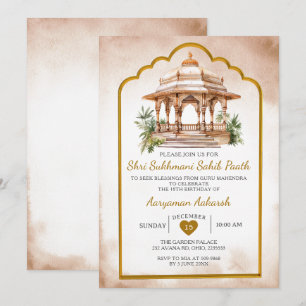 Invitación Sukhmani Sahib Paath Cumpleaños Hindú Indio de Oro