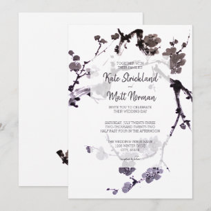 Invitación Suma de tinta de flor de ciruelo