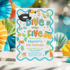 Invitación Sumérgete en cinco cumpleaños de fiesta de piscina