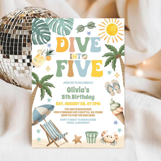 Invitación Sumérgete en cinco cumpleaños de fiesta de verano  (Subido por el creador)