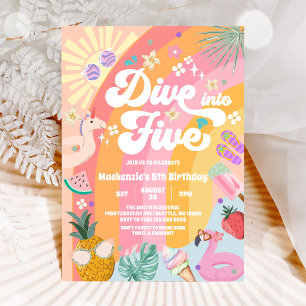 Invitación Sumérgete en cinco cumpleaños de verano del sol ar