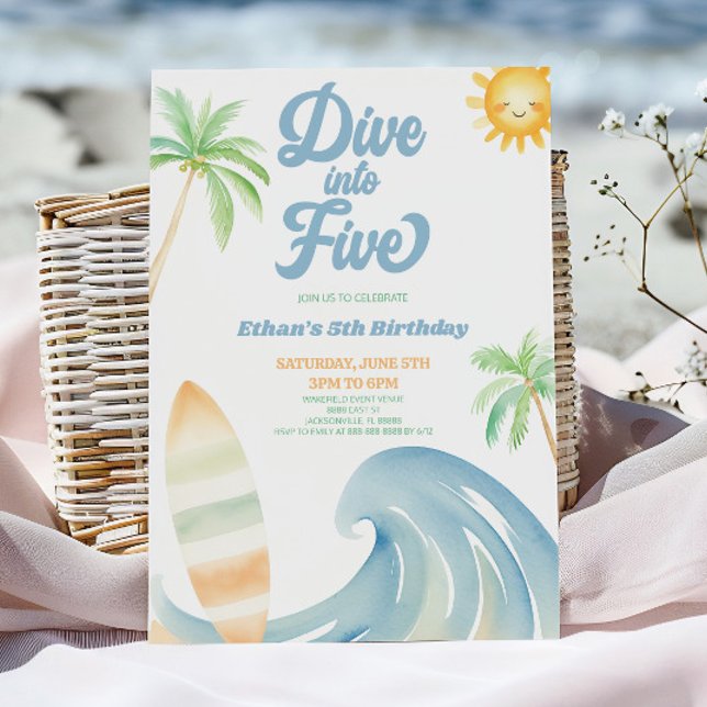 Invitación Sumérgete en cinco fiesta de cumpleaños azul de su (Subido por el creador)