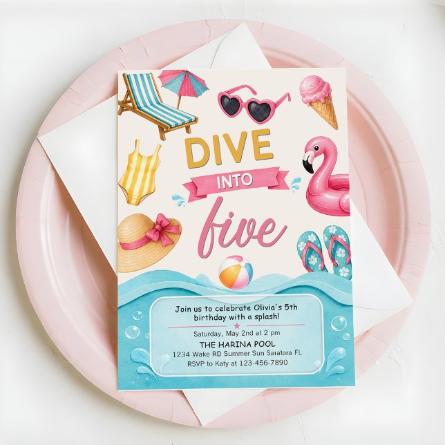 Invitación Sumérgete en cinco fiesta de cumpleaños de verano  (Subido por el creador)