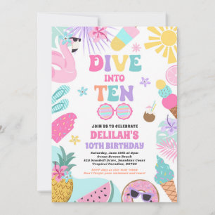 Invitación Sumérgete en diez fiesta de cumpleaños tropical de