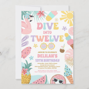 Invitación Sumérgete en doce cumpleaños de playa tropical