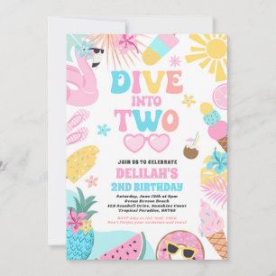 Invitación Sumérgete en dos cumpleaños de fiesta de playa tro