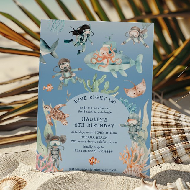 Invitación Sumérgete en la Fiesta de Cumpleaños de Niños en l (Subido por el creador)