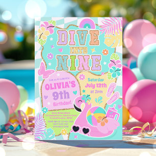 Invitación Sumérgete en nueve cumpleaños de fiesta de piscina