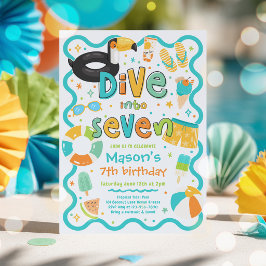 Invitación Sumérgete en siete cumpleaños de fiesta en la pisc