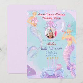Invitación ¡Sumérgete en una Fiesta de Cumpleaños de Sirena!