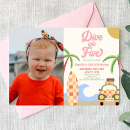 Invitación Sumergirse en la foto de cinco surf 5º cumpleaños