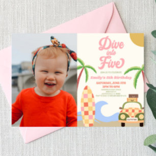 Invitación Sumergirse en la foto de cinco surf 5º cumpleaños