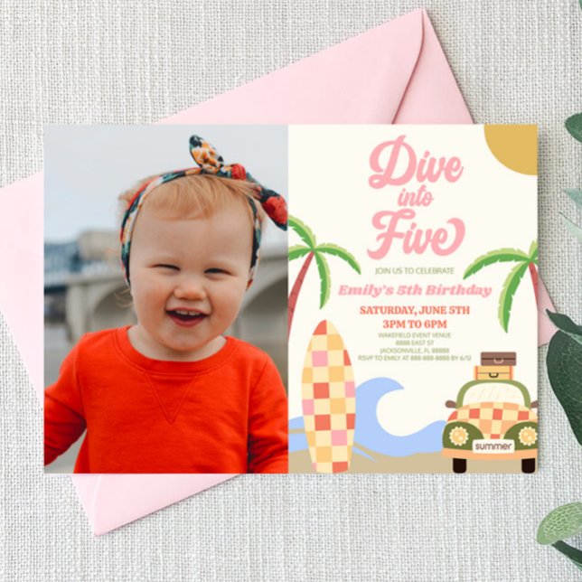 Invitación Sumergirse en la foto de cinco surf 5º cumpleaños (Subido por el creador)