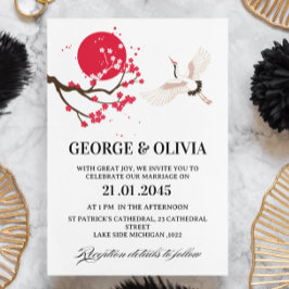 Invitación  Sumi-e Style Japanese Cherry Blossom Wedding
