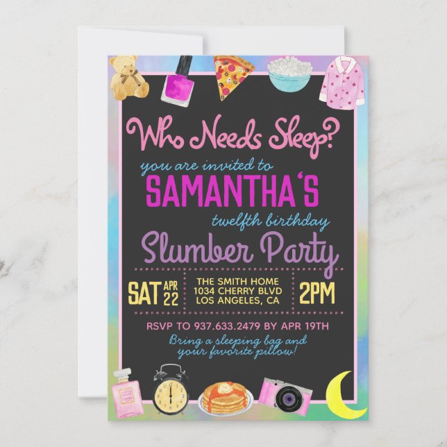 Invitación ¿Sumidor de sueño que necesita dormir? (Anverso)