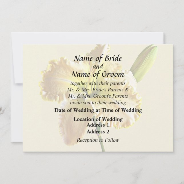 Invitación Suministros de Boda de Lirio de Día Amarillo (Anverso)