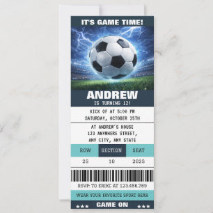 Invitación Suministros de fútbol editables para niños Entrada