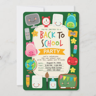 Invitación Suministros escolares kawaii lindos para el regres