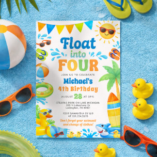 Invitación Summer 4th Birthday Invitation - Float into Four