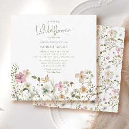 Invitación Summer Baby Shower, un pequeño Chica de flores sil
