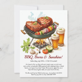 Invitación Summer BBQ & Beer Party Invitation – Backyard Cook