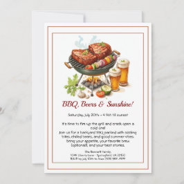Invitación Summer BBQ & Beer Party Invitation – Backyard Cook