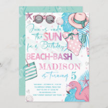 Summer Beach Birday Party Cute Turquesa Rosa