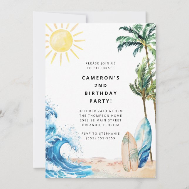 Invitación Summer Beach Birthday Party Invitation (Anverso)