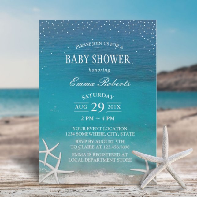 Invitación Summer Beach Starfish Luau Baby Shower (Subido por el creador)