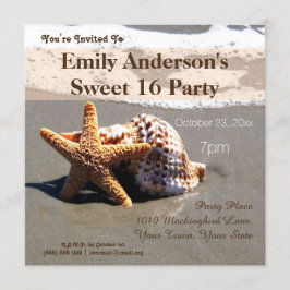 Invitación Summer Beach Starfish Seashell Sweet 16 Cumpleaños