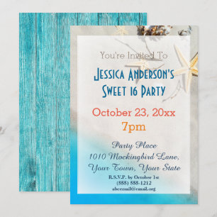 Invitación Summer Beach Starfish Tropical Sweet 16 Cumpleaños