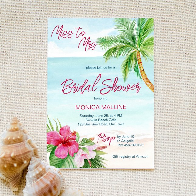 Invitación Summer beach tropical bridal shower (Subido por el creador)