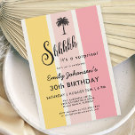 Invitación Summer Cabana Stripes Costa 30 cumpleaños<br><div class="desc">Una colorida estampilla de cabaña en colores veraniegos amarillos y rosados hacen que esta invitación de 30 años sea pop con estilo costero. Es una gran elección para los fiestas en la playa, junto a la piscina o con una temática veraniega. Un boceto de palmeras en la parte superior del...</div>