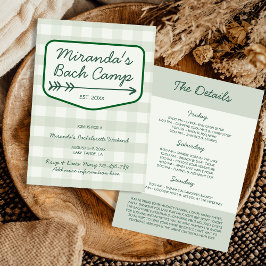 Invitación Summer Camp Gingham Bachelorette Weekend Itinerary