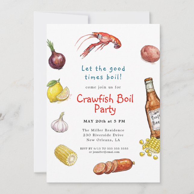 Invitación Summer Crawfish Boil Seafood invitation (Anverso)