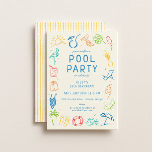 Invitación Summer Doodle Fiesta