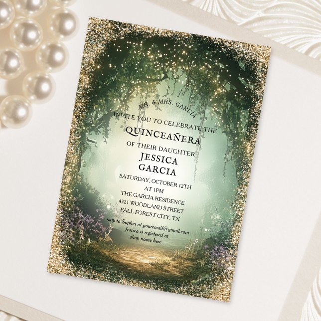 Invitación Summer Fairy Tale Enchanted Forest  Quinceañera  (Summer Fairy Tale Enchanted Forest Quinceañera Invitation)