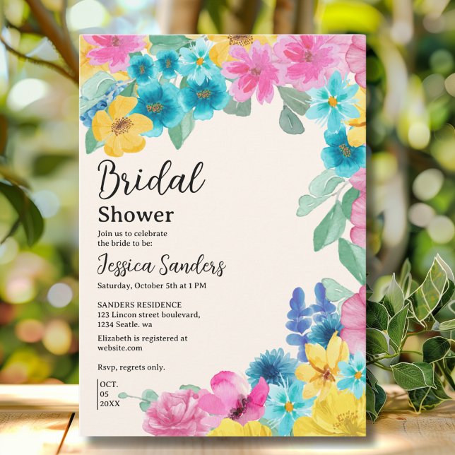 Invitación Summer floral Bridal Shower with Photo Yellow (Subido por el creador)