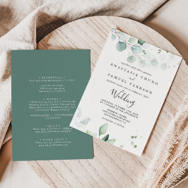Invitación Summer Green Eucalyptus Front & Back Wedding