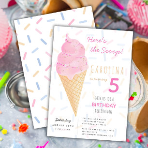 Invitación Summer Here's the Scoop Ice-Cream Chica Birthday