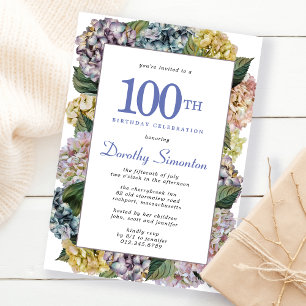 Invitación Summer Hydrangea 100 cumpleaños