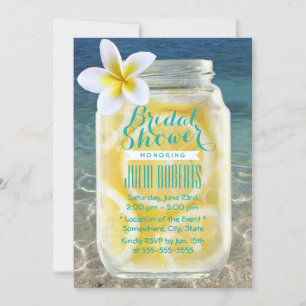 Invitación Summer Lemonade Mason Jar Beach Bridal Shower
