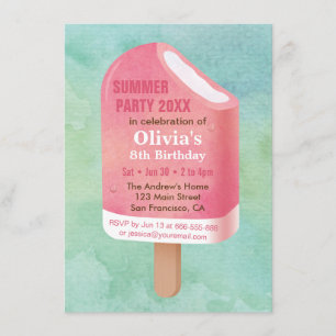 Invitación Summer Lolly Popsicle Ice Cream Birday Party