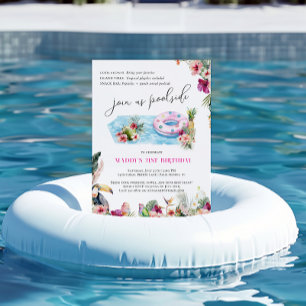 Invitación Summer Luau   Fiesta de piscina tropical Cumpleaño